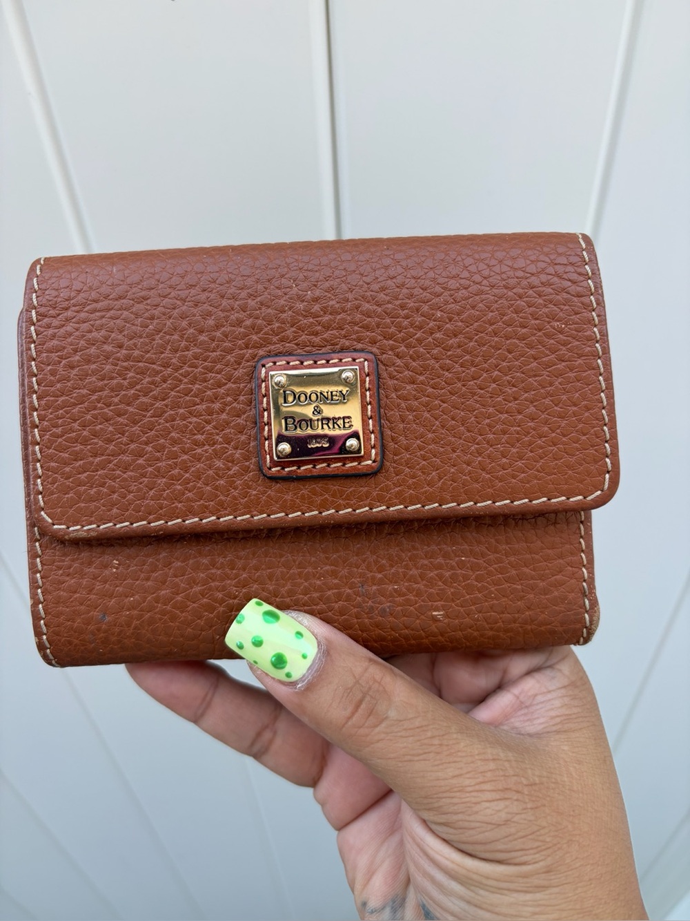 Dooney & Bourke Cognac Pebbled Leather Compact Wallet
